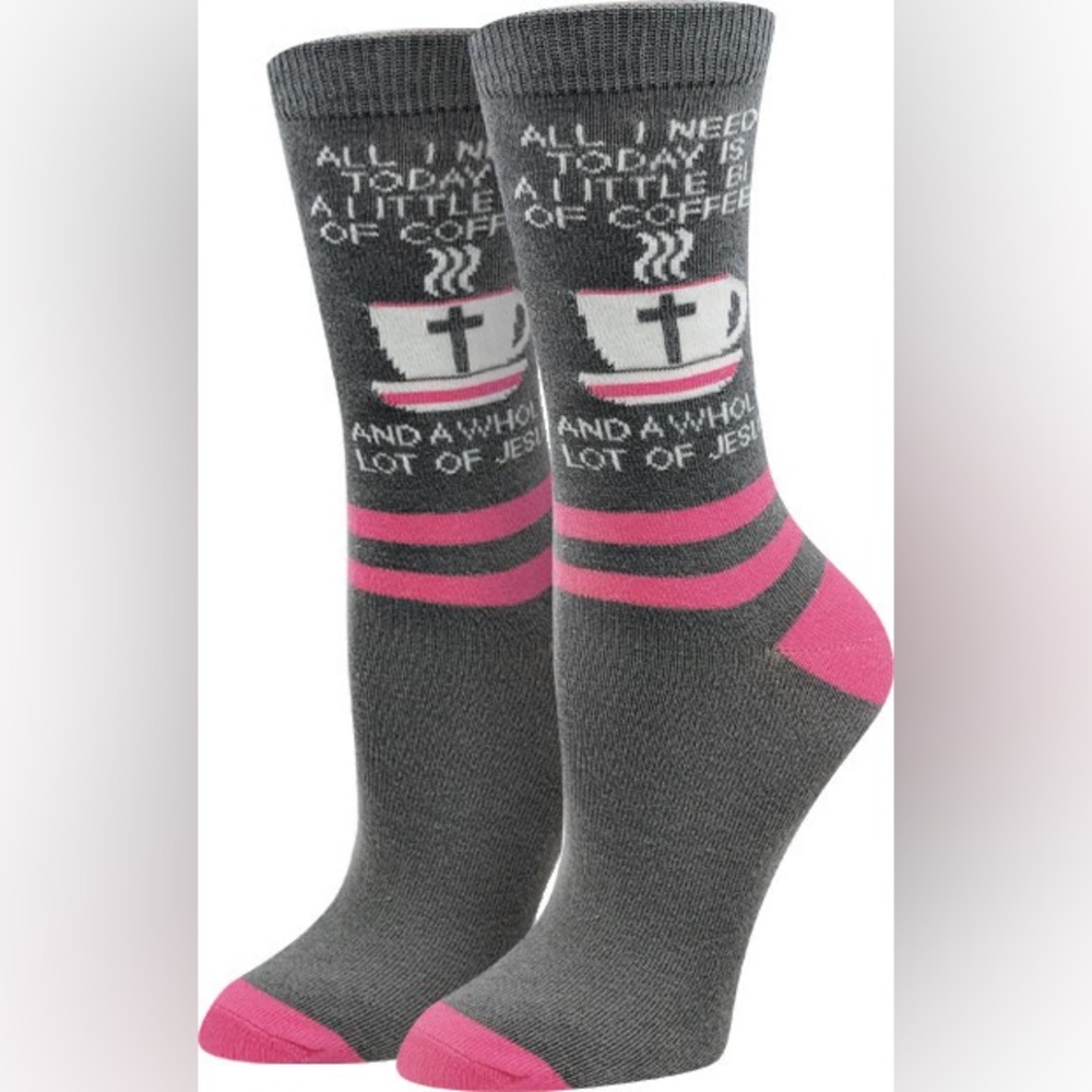 Sock Harbor | Pink Coffee Jesus Crew Socks